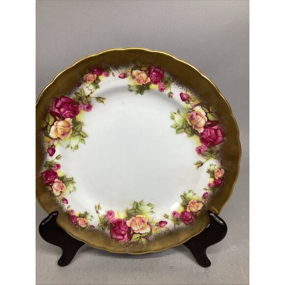 Royal Chelsea ‘Golden Rose’ Plate - Bone China - 8”D - Made In England - Picture 2 of 6